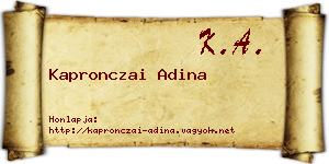 Kapronczai Adina névjegykártya